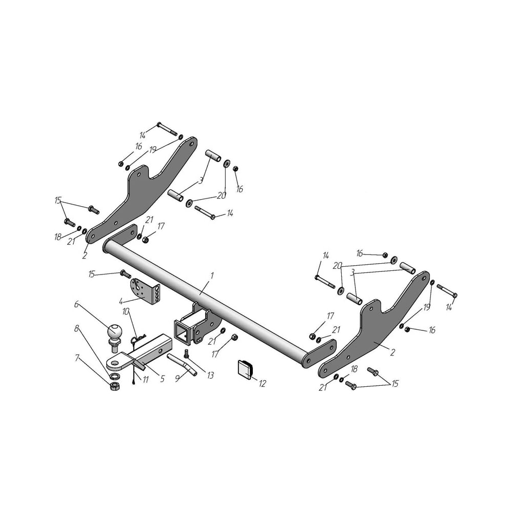 Изображение товара Фаркоп Tavials для Lada Largus 2012-2022, шар E T-VAZ-19E надежное сцепное устройство