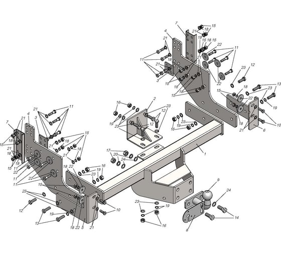 Изображение товара Фаркоп Tavials для Газель NEXT фермер удлиненная база, 2013, тип шара FC T-GAZ-11FC