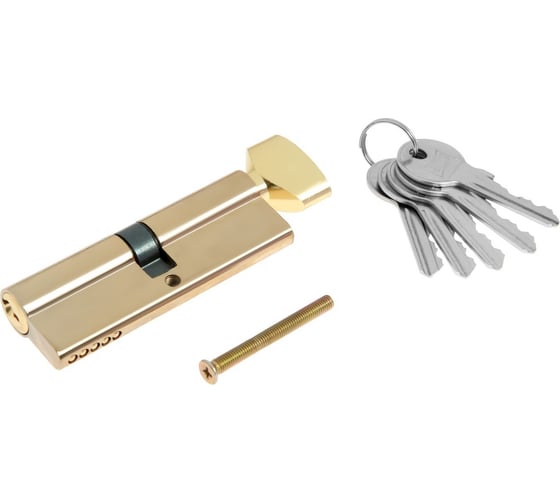 Изображение товара Цилиндровый механизм ТУНДРА 90 мм, с вертушкой, английский ключ, 5 ключей, цвет золото 9376705
