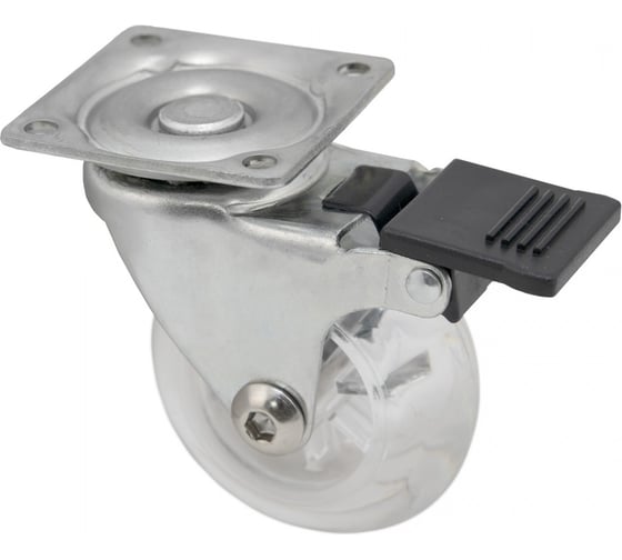 Изображение товара Мебельное колесо AKS диаметр 50 мм, с тормозом, прозрачное 75744