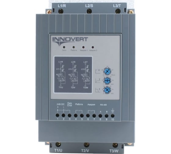 Изображение товара Устройство плавного пуска INNOVERT номинальный ток 75 а, питание управления 24в dc, rs-485 SSD373D43E