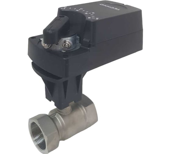 Изображение товара Двухходовой шаровый кран TECHNO HKS250-08DF/24V из нержавеющей стали 304, DN50, резьба G2, с электроприводом 8 Нм, 24 В, управление открыто/закрыто 660501