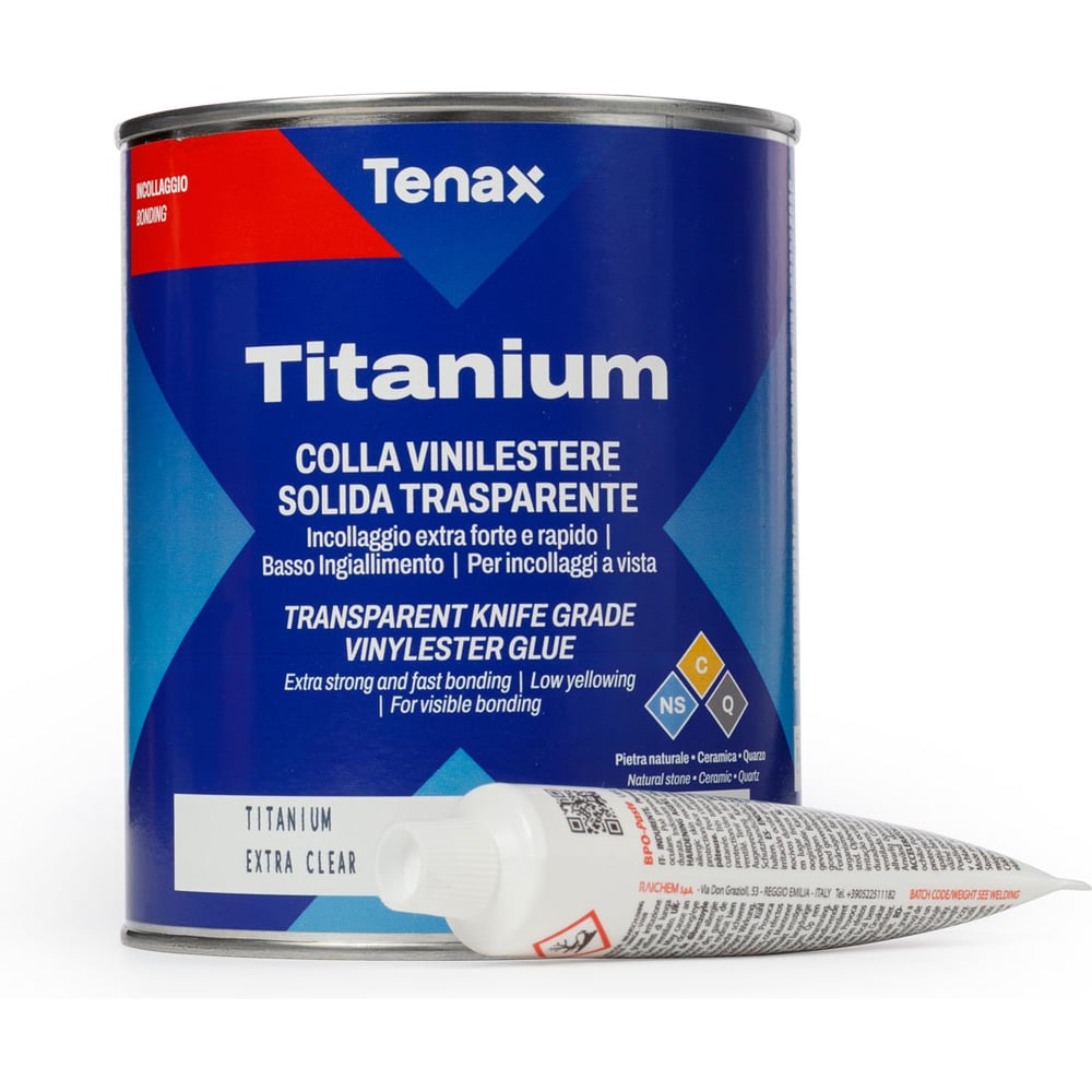 Изображение товара Полиэфирный клей Tenax Titanium Extra Clear 1л суперпрозрачный Изображение товара Полиэфирный клей Tenax Titanium Extra Clear 1л суперпрозрачный