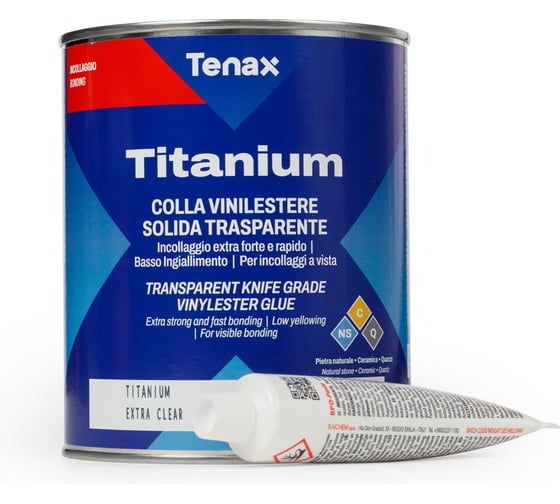 Изображение товара Полиэфирный клей Tenax Titanium Extra Clear суперпрозрачный/густой 1л 039.210.7502