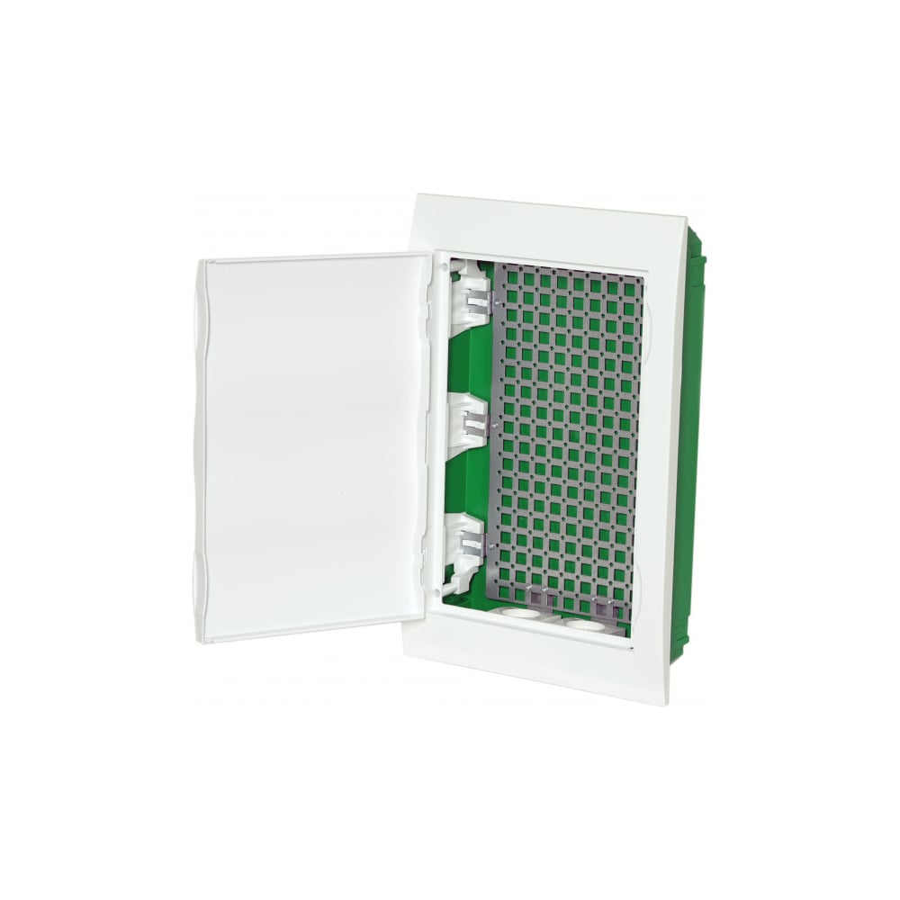 Изображение товара Встраиваемый корпус Systeme Electric City9 box it с белой дверцей 3ряд/36мод 2 розетки (ранее MIP312FU) EZ9E312P2FIT