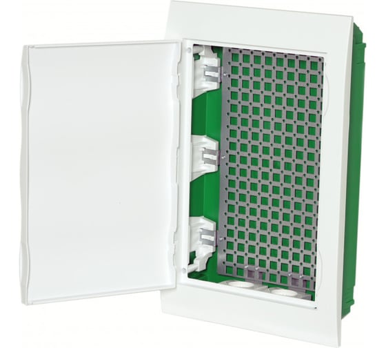 Изображение товара Встраиваемый корпус Systeme Electric City9 box it с белой дверцей 3ряд/36мод 2 розетки (ранее MIP312FU) EZ9E312P2FIT