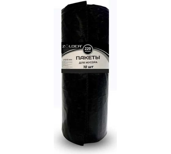 Изображение товара Пакеты для мусора Extra 220 л, рулон 10 шт, 90x130 см, 60 мкм, черный ZOLDER ЭК000144173