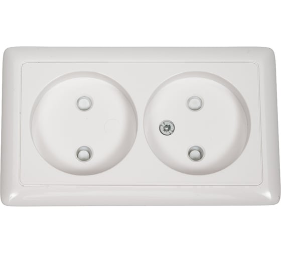Изображение товара Розетка Systeme Electric Хит открытая установка, белый 2-ая без заземления, со шторками 16а RA16-233-B