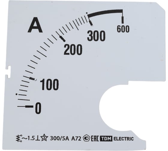 Изображение товара Шкала TDM ELECTRIC Ш72 300/5А-1,5 для А72 Х/5А SQ1102-0198