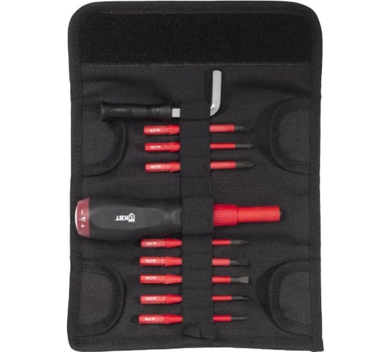 Изображение товара Диэлектрическая динамометрическая отвертка со сменными битами КВТ Слим НИО-3309 78279