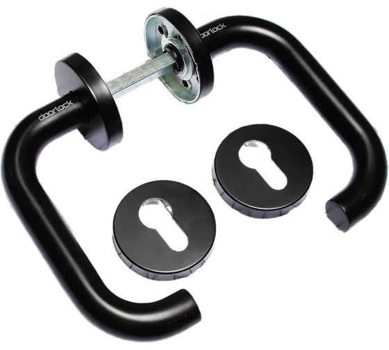 Изображение товара Гарнитур Doorlock v 038/f/8/c/ss bl черный, u-form, под цилиндр, шпиндель 8 мм 79151