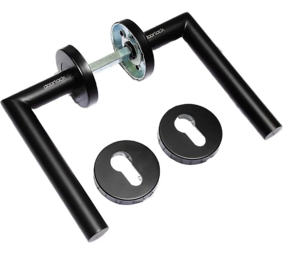Изображение товара Гарнитур Doorlock v 040/f/8/c/ss bl черный, l-form, под цилиндр, шпиндель 8 мм 79152