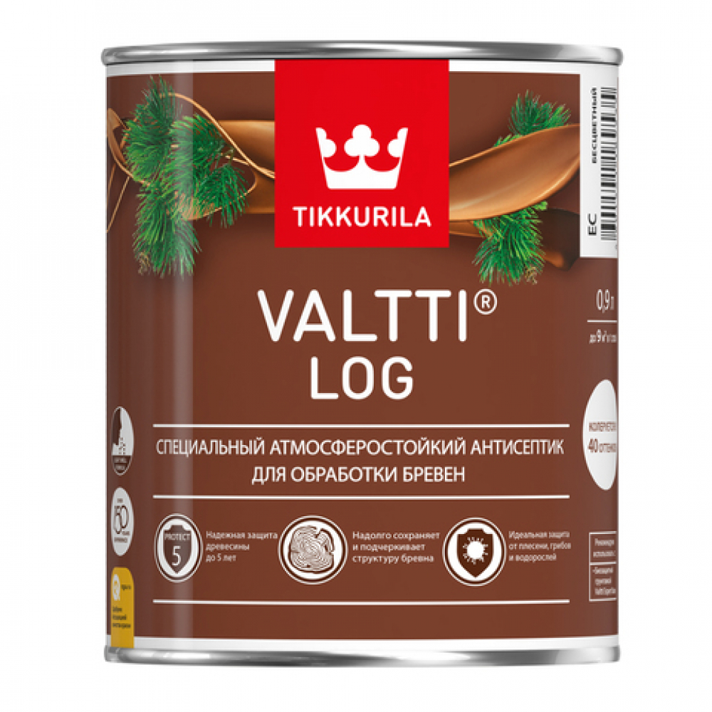 Атмосферостойкий специальный антисептик для бревен Tikkurila, цвет палисандр 700010359 VALTTI LOG - фото 1