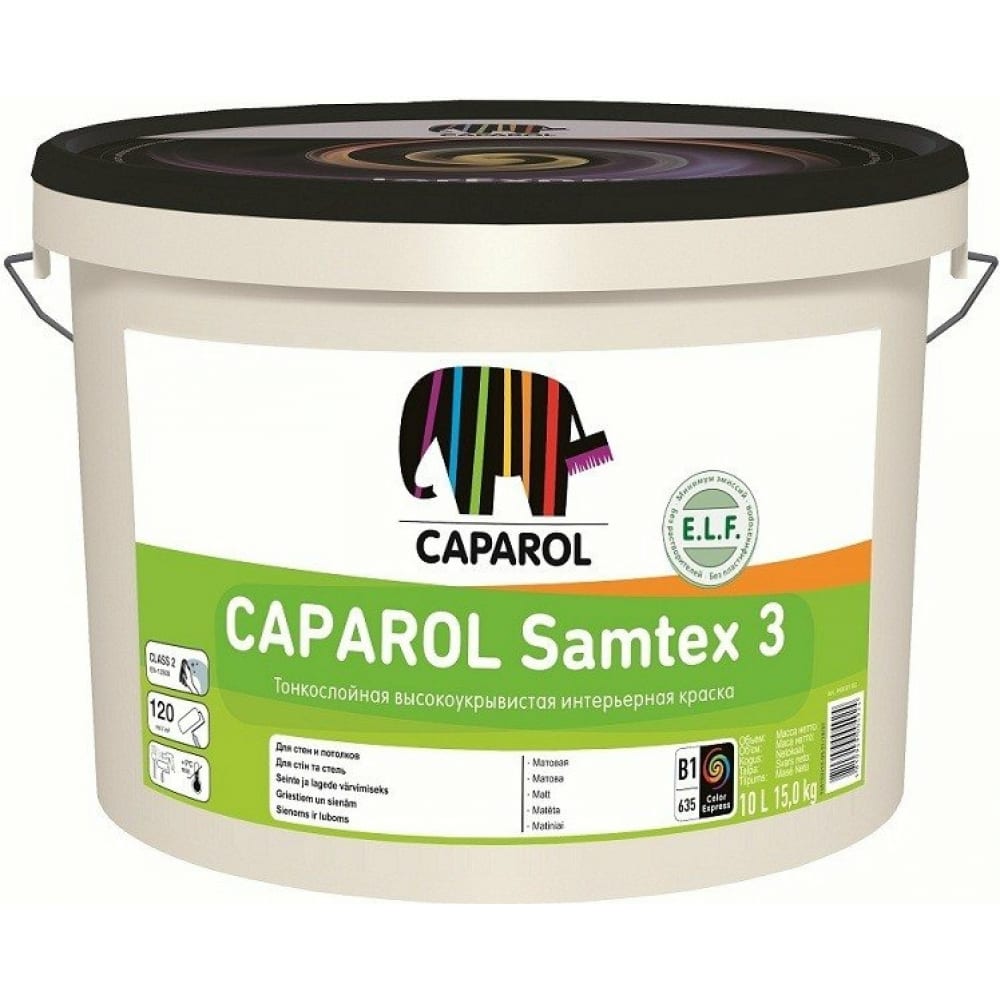 фото Краска caparol capamix samtex 3 elf bas 1 латексная, моющаяся, для вн.работ 10л 948101102