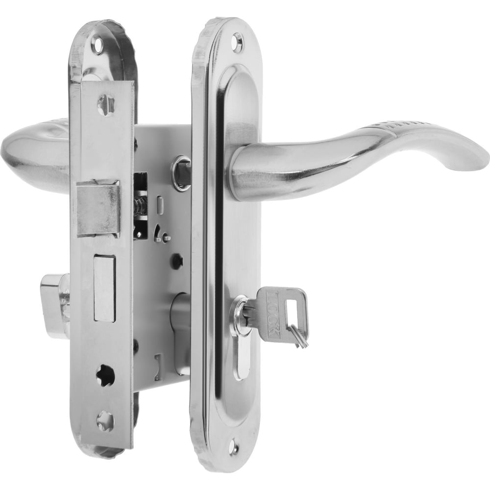 Изображение товара Врезной замок LOCKLAND RD002 с ручкой, хром, 3 ключа