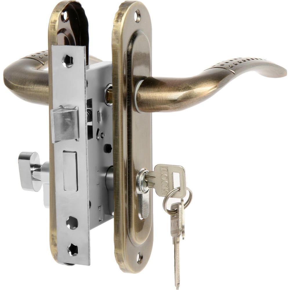 Изображение товара Замок врезной LOCKLAND RD002 с ручкой и 3 ключами в бронзе