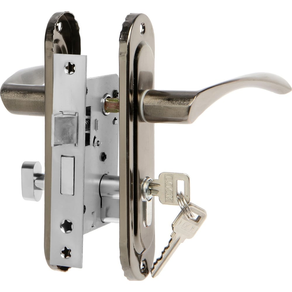 Изображение товара Врезной замок LOCKLAND RD004 с ручкой, черный никель, 3 ключа