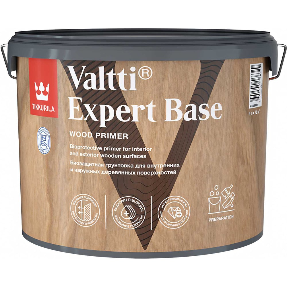 Изображение товара Грунтовочный антисептик Tikkurila VALTTI EXPERT BASE 9л 700009580 Изображение товара Грунтовочный антисептик Tikkurila VALTTI EXPERT BASE 9л 700009580