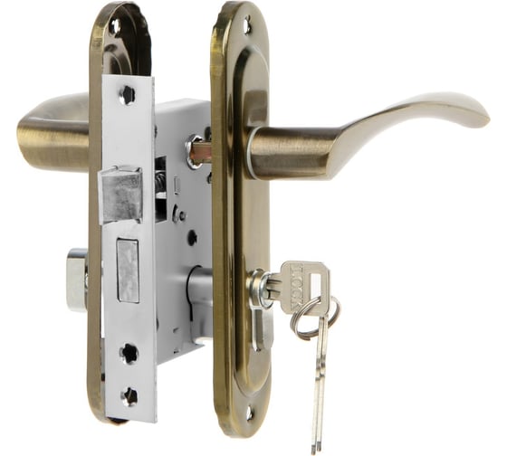 Изображение товара Замок врезной LOCKLAND RD003 с ручкой, 3 ключа, цвет бронза 9632396