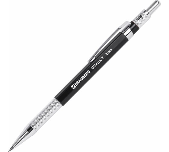 Изображение товара Цанговый механический карандаш BRAUBERG 2 мм, Hb, Metallic X-20, металлические детали 181976