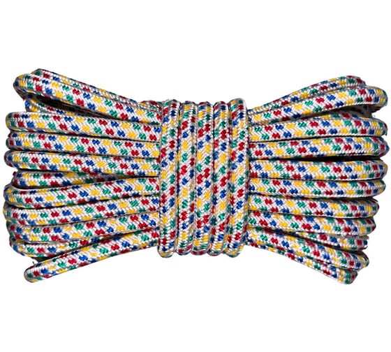 Изображение товара Шнур плетеный полипропиленовый ООО Оптхозторг 12 мм 20 м цвет разноцветный, 05812201
