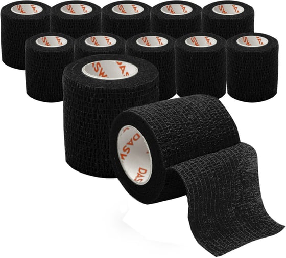 Изображение товара Бинт эластичный бандажный DASWERK защитный самофиксирующийся, 4,5 м х 5 см, 12 рулонов, черный 680041