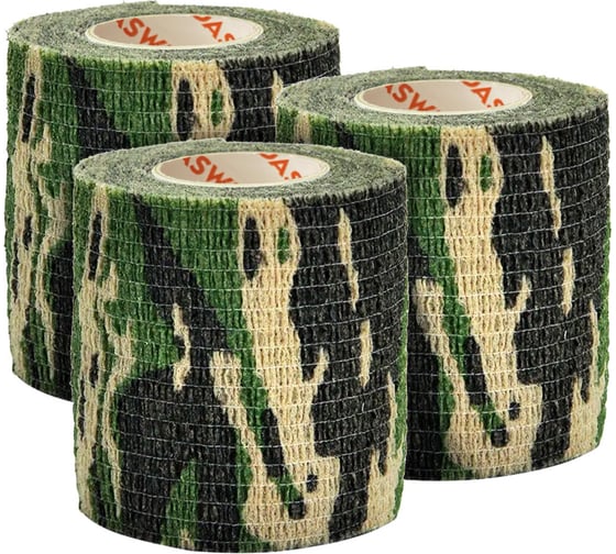 Изображение товара Камуфляжные ленты защитные DASWERK эластичные маскировочные когезивные, 4,5 м х 5 см, 3 рулона 680038