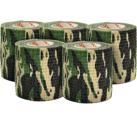 Изображение товара Камуфляжные ленты защитные DASWERK эластичные маскировочные когезивные, 4,5 м х 5 см, 5 рулонов 680039