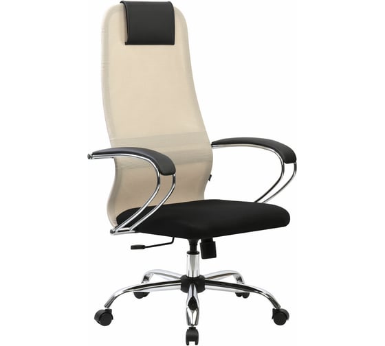 Изображение товара Кресло офисное BRABIX Premium Ultimate Ex-800 хром, плотная двойная сетка Х2, черное/бежевое 532913