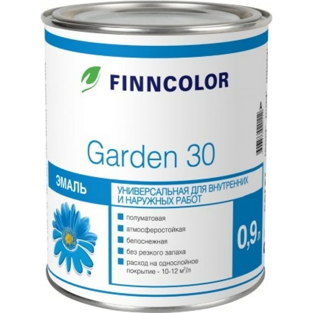 фото Алкидная эмаль finncolor garden 30 универсальная, полуматовая, база a 9л 700001066