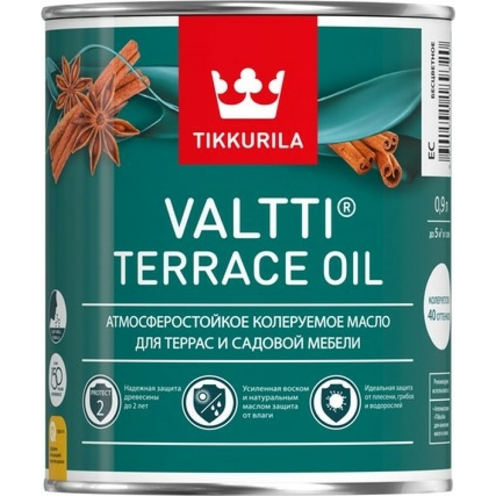 фото Масло tikkurila valtti terrace oil для террас и садовой мебели, бесцветный 9л 700010365