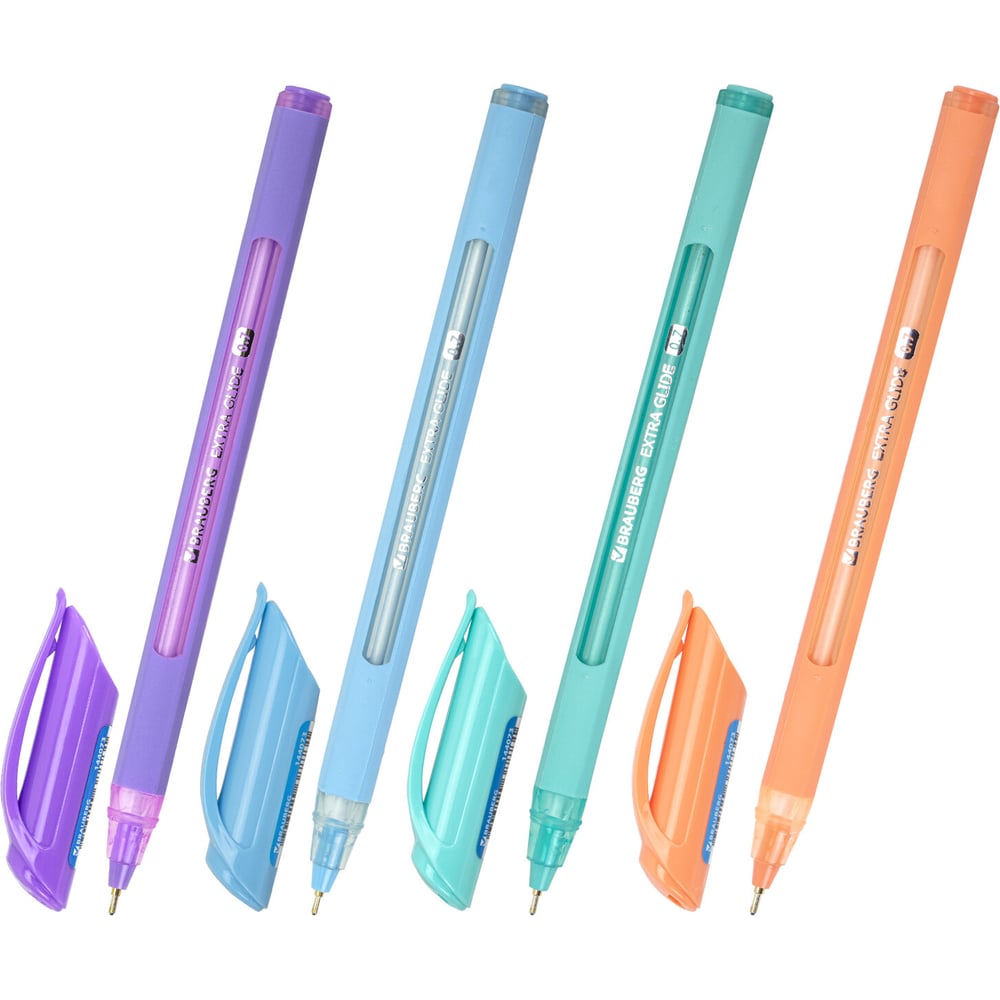 Масляная шариковая ручка Extra Glide Soft Pastel BRAUBERG, синяя, узел 0.7 мм, линия письма 0.35 мм 12 шт 144073
