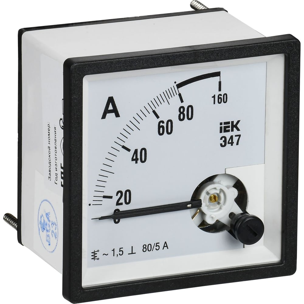 Изображение товара Амперметр IEK э47 80/5а переменный ток класс точности 1.5 монтаж на панель