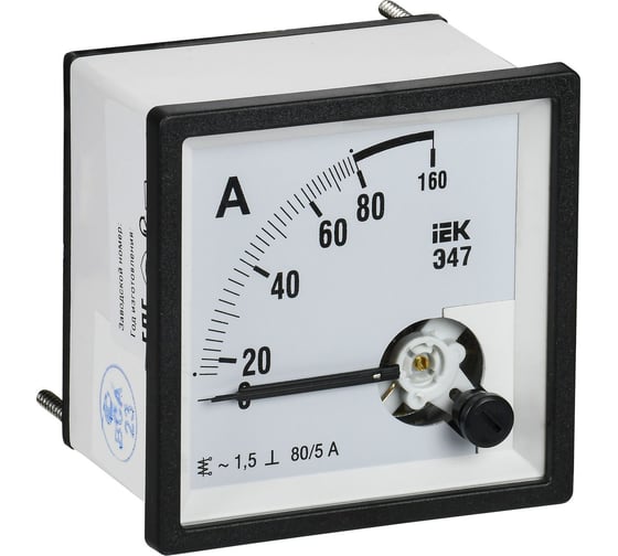 Изображение товара Амперметр IEK э47 80/5а, класс точности 1.5, 72x72мм IPA10-6-0080-E