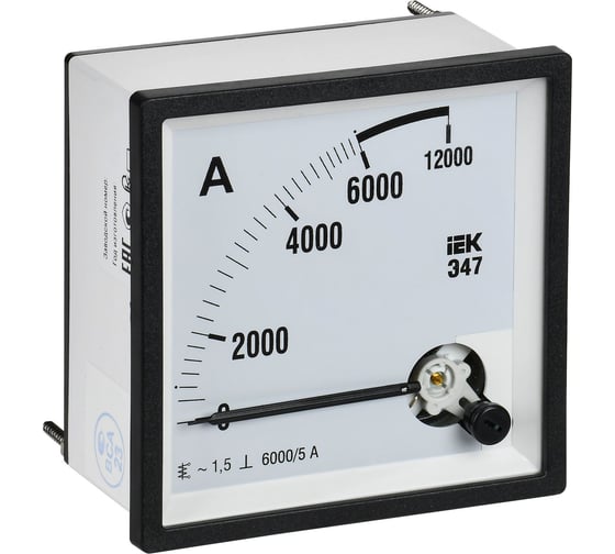 Изображение товара Амперметр IEK э47 6000/5а, класс точности 1.5, 96x96мм IPA20-6-6000-E