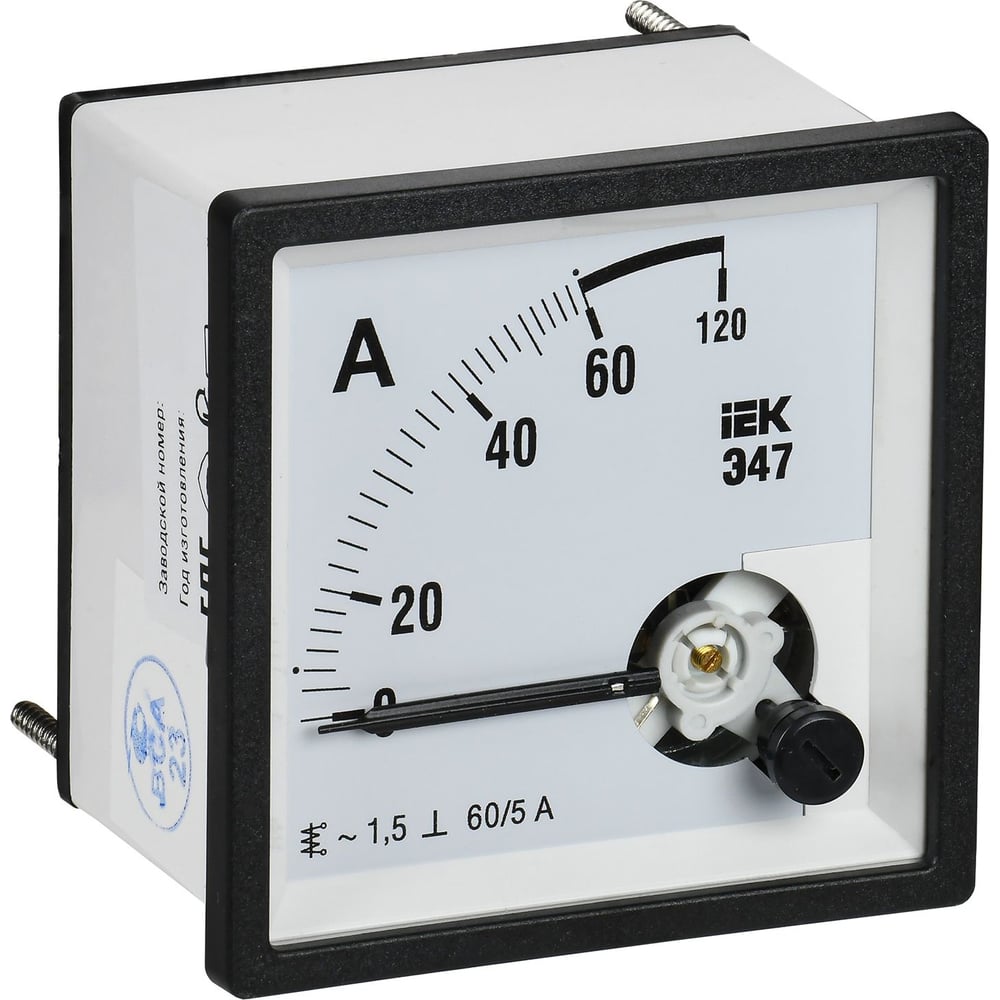 Изображение товара Амперметр IEK э47 60/5 А, класс точности 1.5, монтаж на панель
