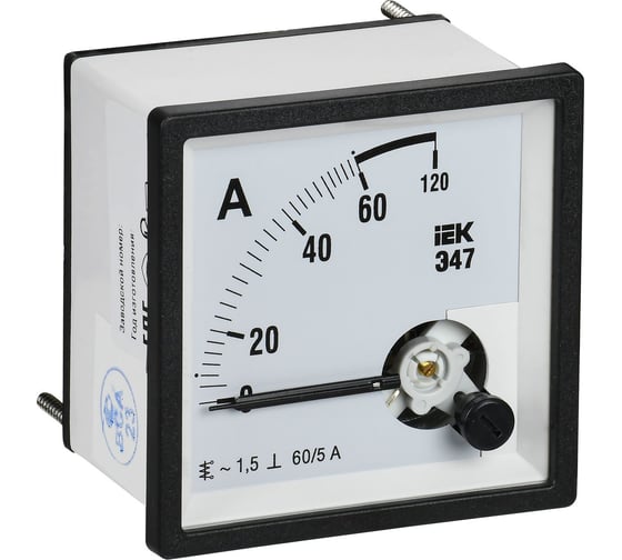 Изображение товара Амперметр IEK э47 60/5а, класс точности 1.5, 72x72мм IPA10-6-0060-E
