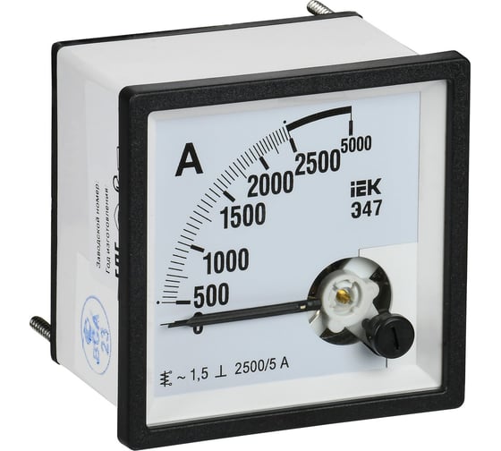 Изображение товара Амперметр IEK э47 2500/5а, класс точности 1.5, 72x72мм IPA10-6-2500-E