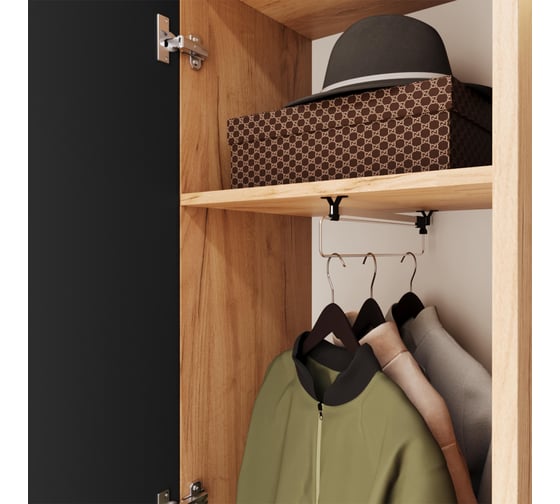 Изображение товара Шкаф комбинированный НМ для прихожей ТриЯ Асти дуб крафт золотой/антрацит 253833