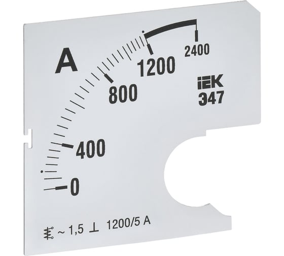 Изображение товара Шкала сменная для амперметра IEK э47 1200/5а-1,5 72x72мм IPA10D-SC-1200