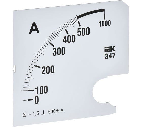 Изображение товара Шкала сменная для амперметра IEK э47 500/5а-1,5 96x96мм IPA20D-SC-0500