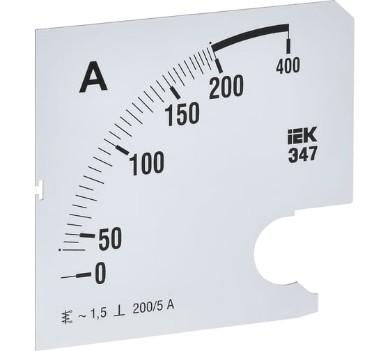 Изображение товара Шкала сменная для амперметра IEK э47 200/5а-1,5 96x96мм IPA20D-SC-0200