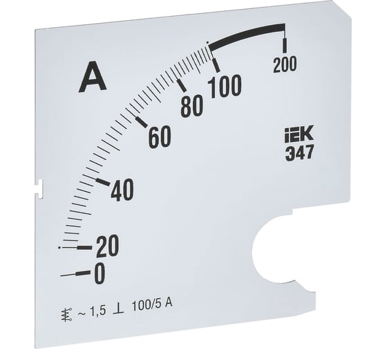Изображение товара Шкала сменная для амперметра IEK э47 100/5а-1,5 96x96мм IPA20D-SC-0100