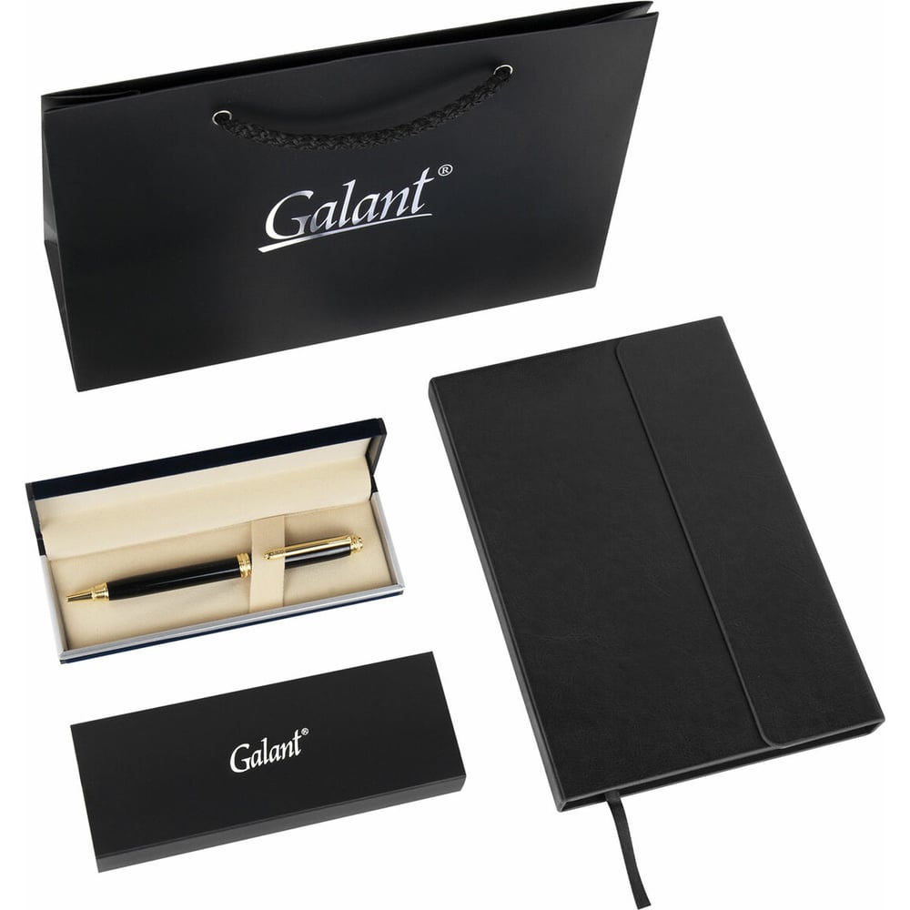 Изображение товара Комплект ручка и ежедневник GALANT Black А5 черный и золотой стильный набор