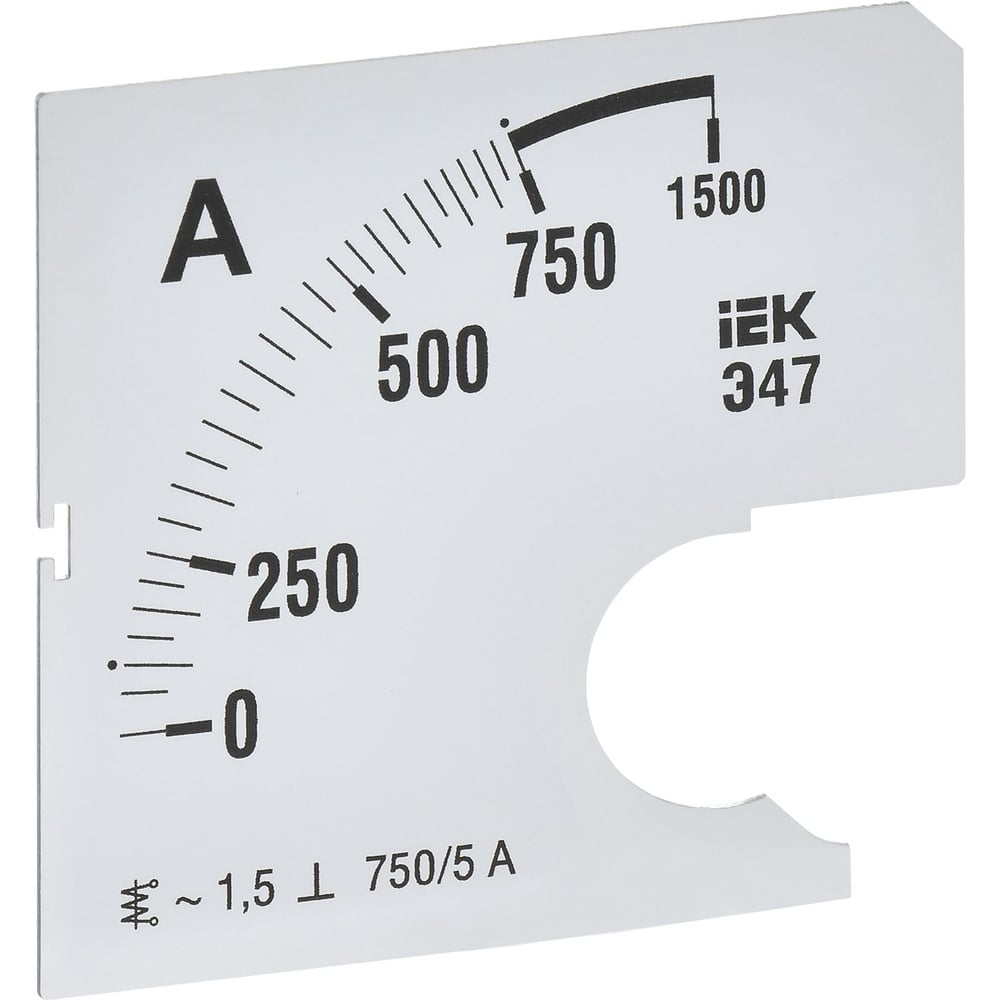 Изображение товара Шкала сменная для амперметра IEK э47 750/5а-1,5, 72x72мм