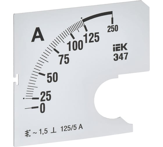 Изображение товара Шкала сменная для амперметра IEK э47 125/5а-1,5 72x72мм IPA10D-SC-0125