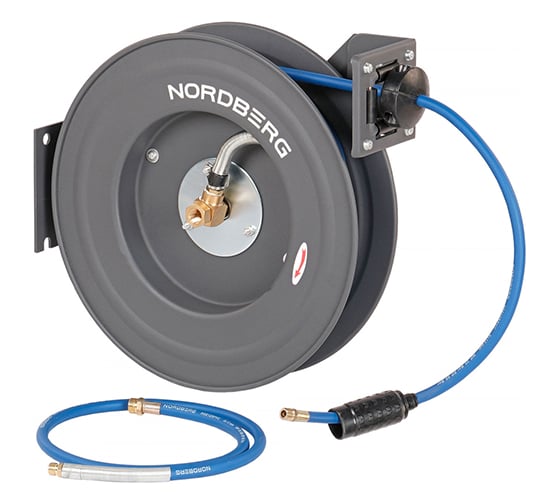 Изображение товара Шланг воздушный гибридный на стальной катушке ПВХ 08x12 мм, 20 м NORDBERG HR0820RPVC