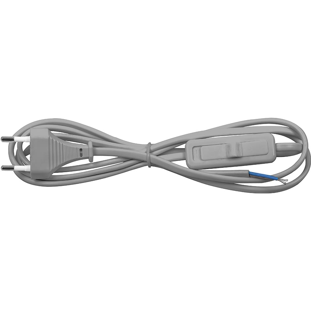фото Сетевой шнур feron с выключателем, 230v 1.9м серый, kf-hk-1 23049