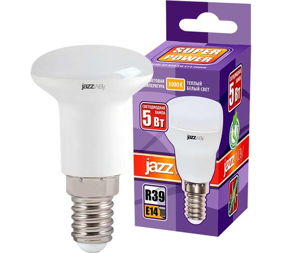 Изображение товара Светодиодная лампа Jazzway PLED-SP 5Вт R39 3000К теплый белый E14 400лм 230В/50Гц 1033581