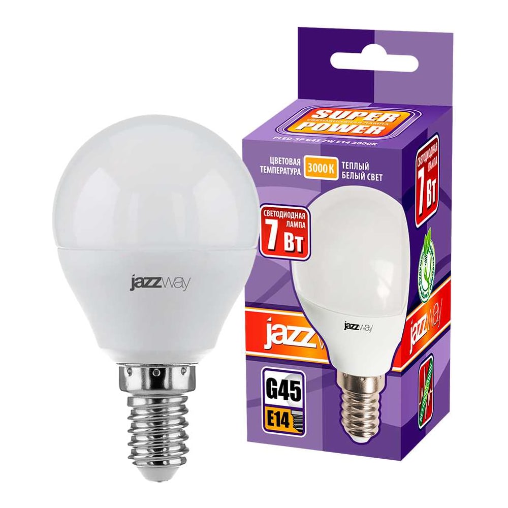 Изображение товара Светодиодная лампа Jazzway PLED-SP 7Вт G45 теплый белый E14